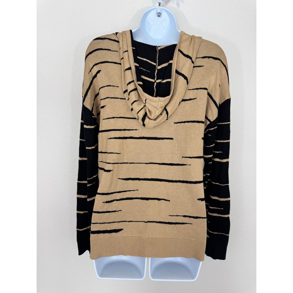 Belle by Belldini Hooded Camel Black Stripe Knit Sweater NWT Size Small - Picture 8 of 9